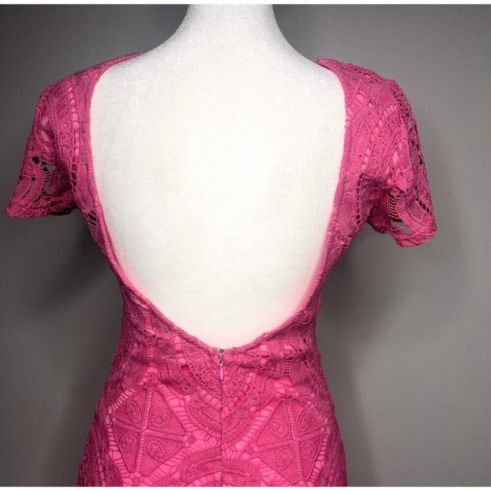 Superdown Pink Vita Open Back Mini Dress Size Small Lace Crochet Cocktail Event - Picture 7 of 12